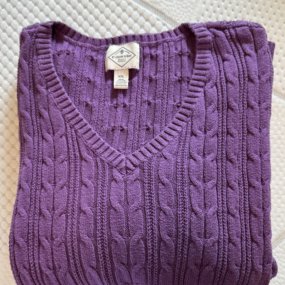 St. John's Bay V-Neck Sweater in Rich Purple